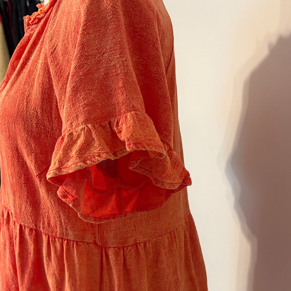 Orange Ruffle Hem Dress - Picture 3 of 5